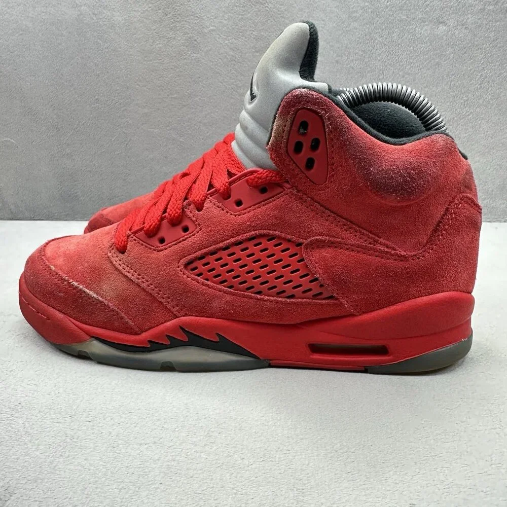 Size 4.5Y / Womens 6 Jordan 5 Retro University‎ Red Suede (GS) Shoes Sneakers